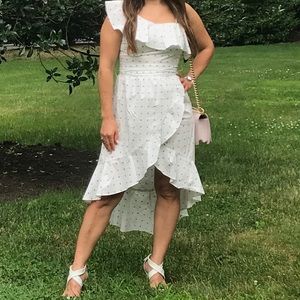 Lush White high low polka dot dress